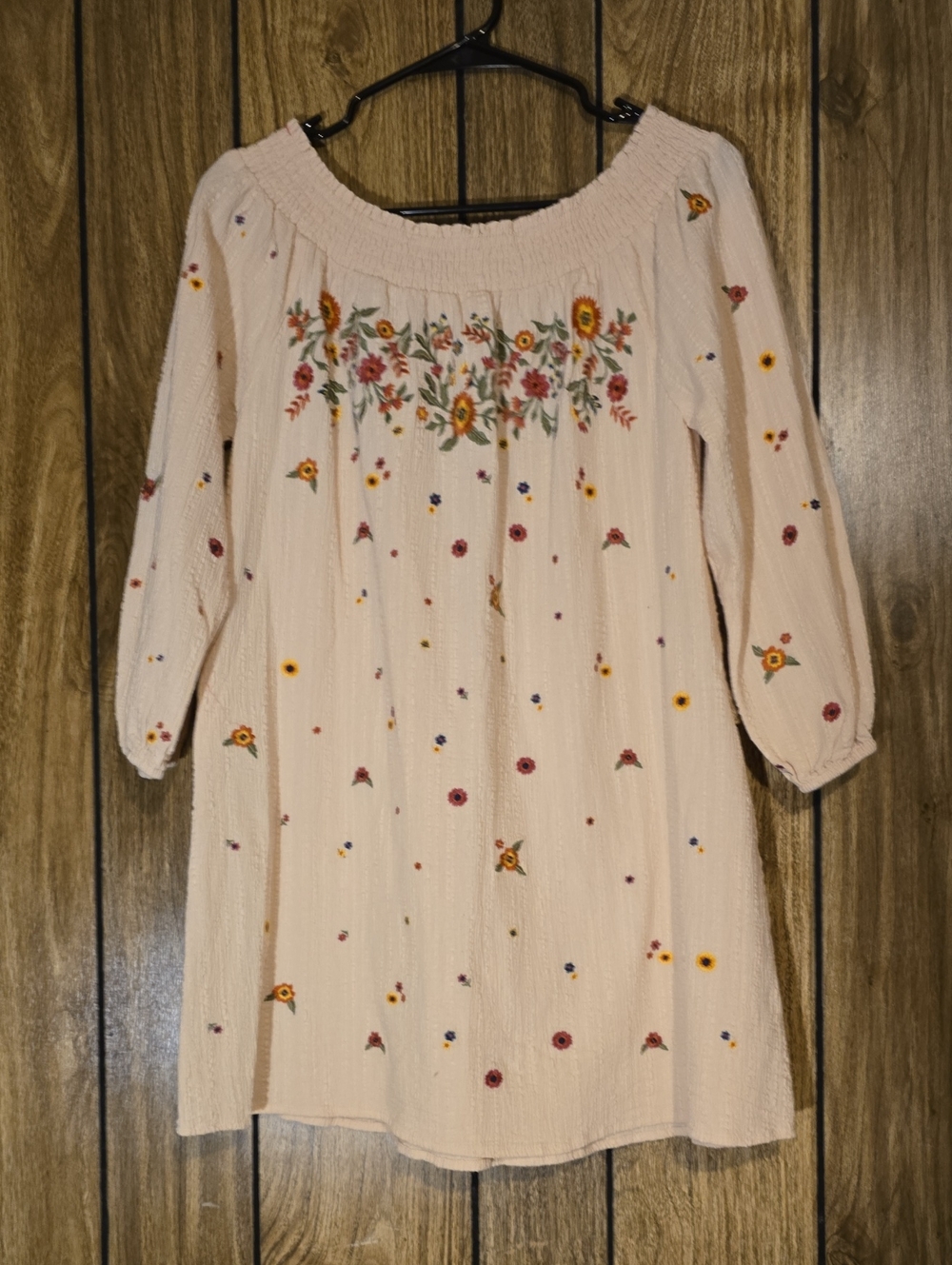 Umgee Blush Embroidered Peasant Dress